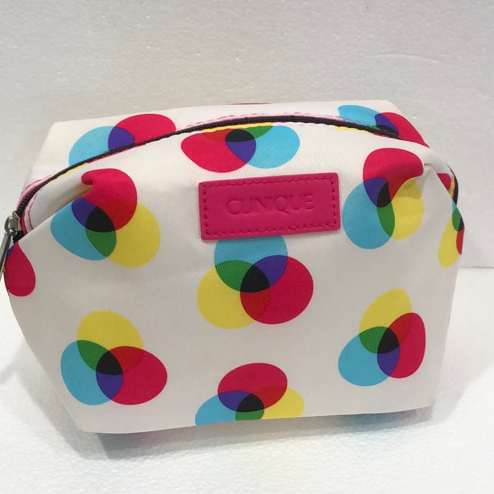 Clinique White Multicolor Cosmetic Pouch